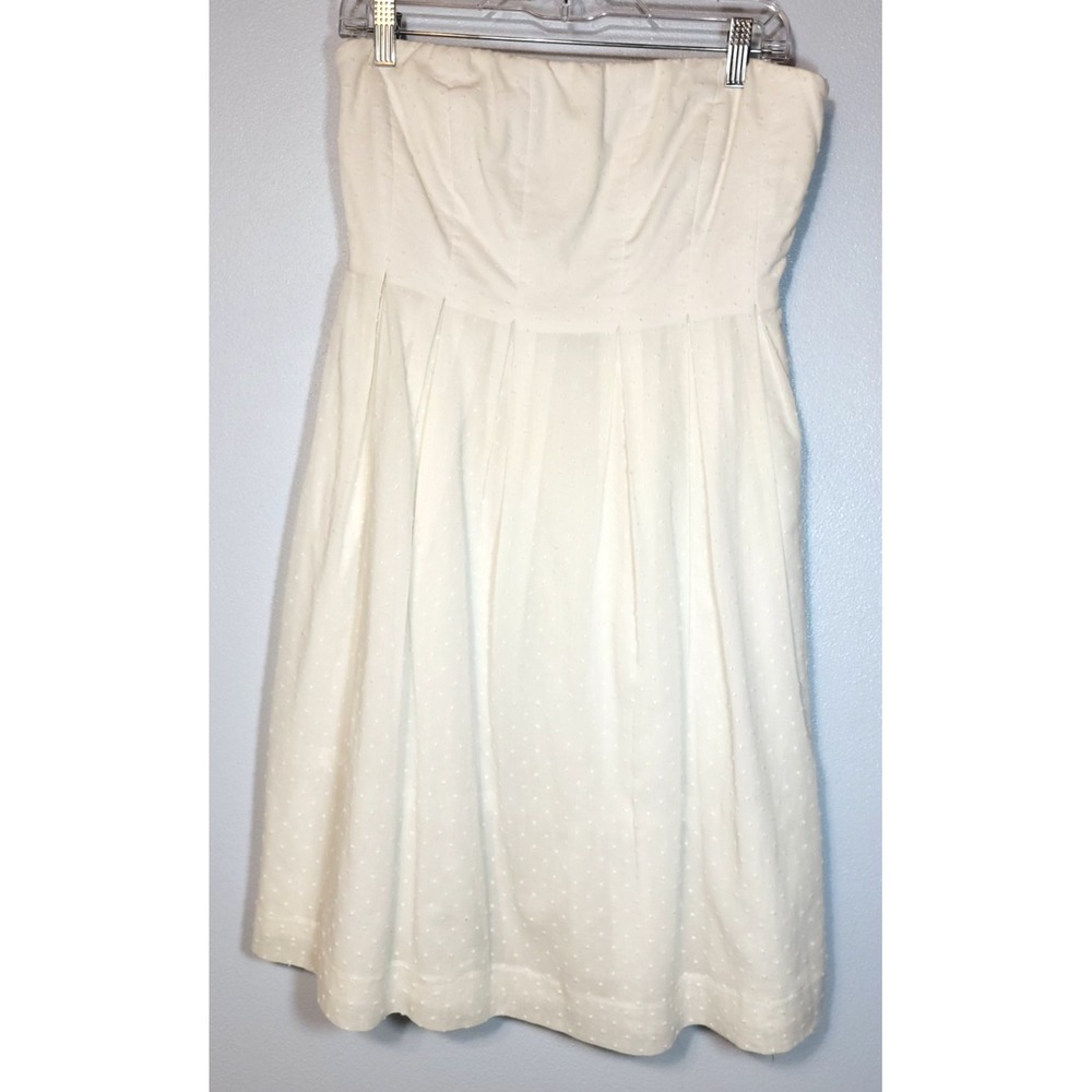 NWT J. Crew White Swiss Dot Strapless Lined Dress Rubber Strip/Elastic Band SZ 6